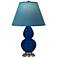 Double Gourd 23"H Cobalt And Silver Lamp w/ Bright Blue And Gray Shade