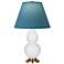 Double Gourd 23"H Daisy And Brass Lamp w/ Bright Blue And Gray Shade