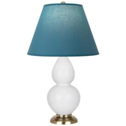 Double Gourd 23"H Daisy And Brass Lamp w/ Bright Blue And Gray Shade