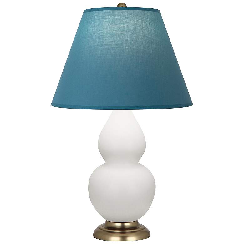 Image 1 Double Gourd 23"H Daisy And Brass Lamp w/ Bright Blue And Gray Shade