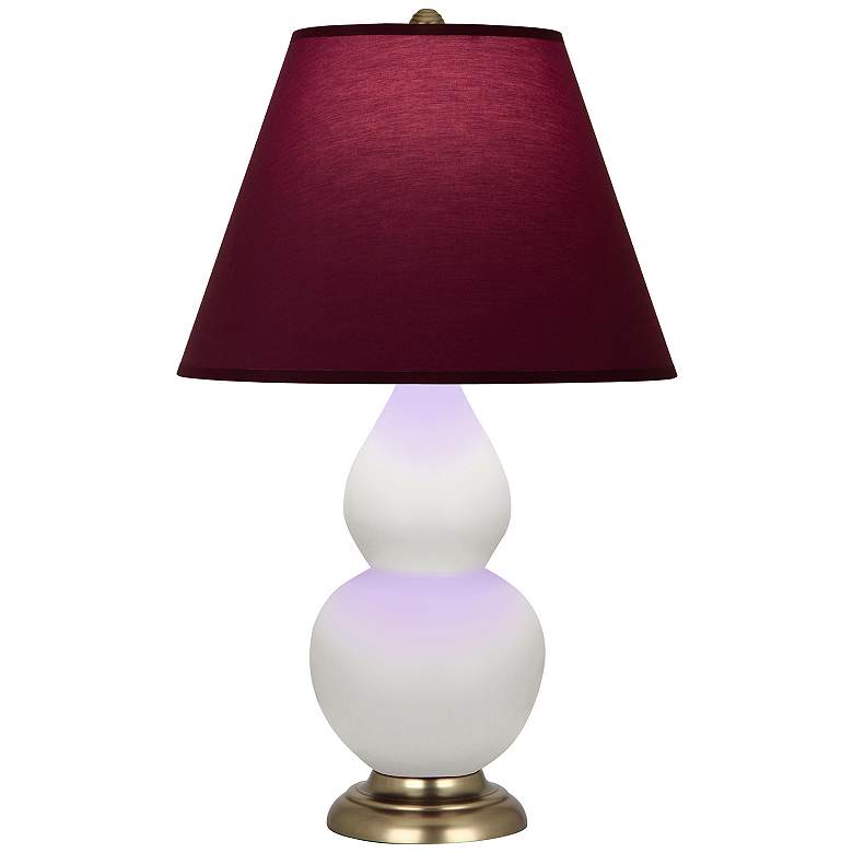 Image 1 Double Gourd 23"H Daisy And Brass Lamp w/ Plum And Lavender Shade
