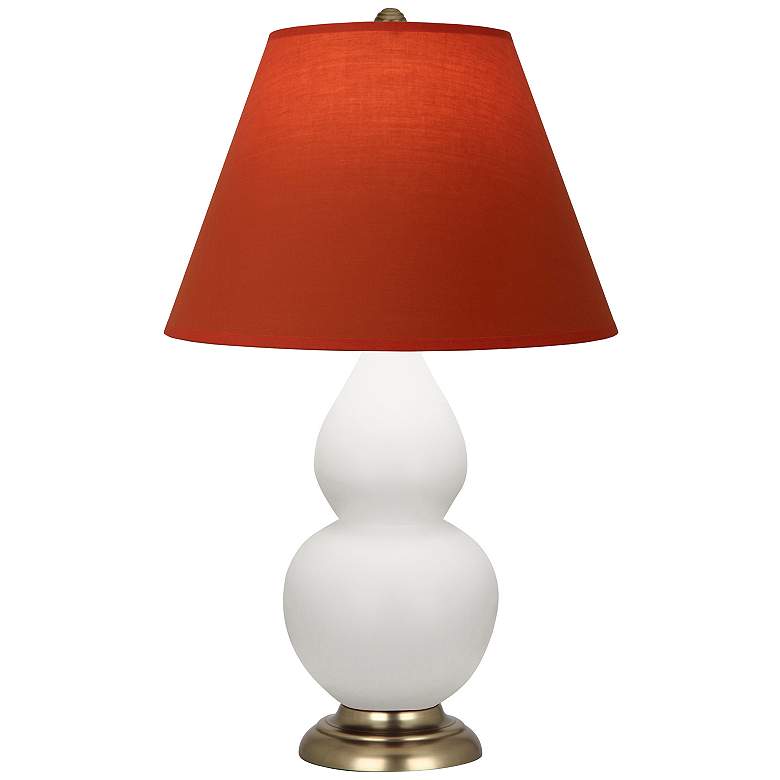 Image 1 Double Gourd 23"H Daisy And Brass Lamp w/ Tangerine And Taupe Shade