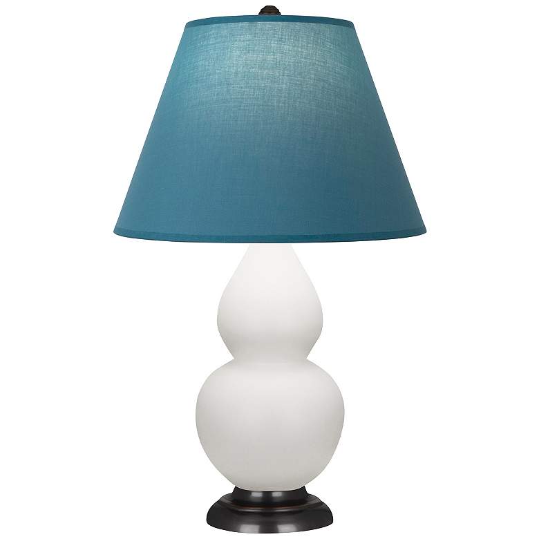 Image 1 Double Gourd 23"H Daisy And Bronze Lamp w/ Bright Blue And Gray Shade