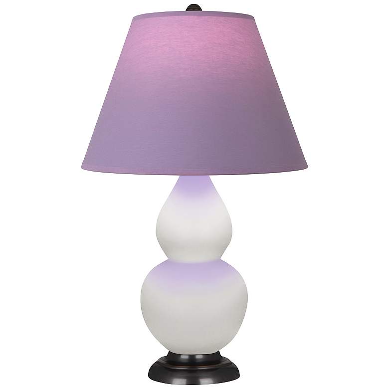Image 1 Double Gourd 23"H Daisy And Bronze Lamp w/ Lavender And Plum Shade