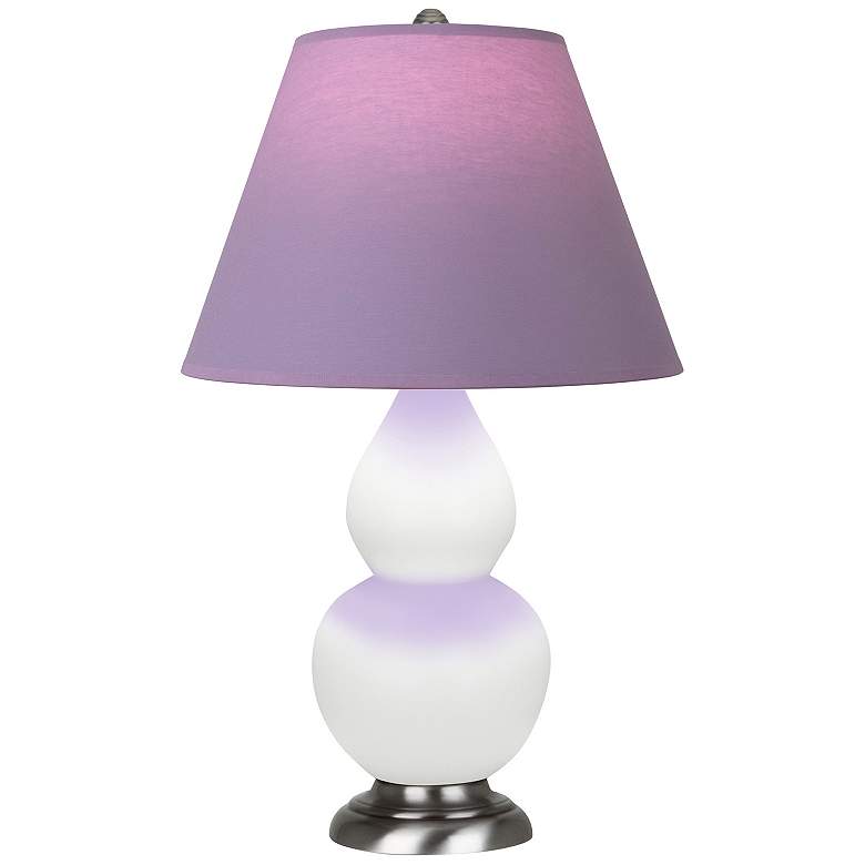 Image 1 Double Gourd 23"H Daisy And Silver Lamp w/ Lavender And Plum Shade