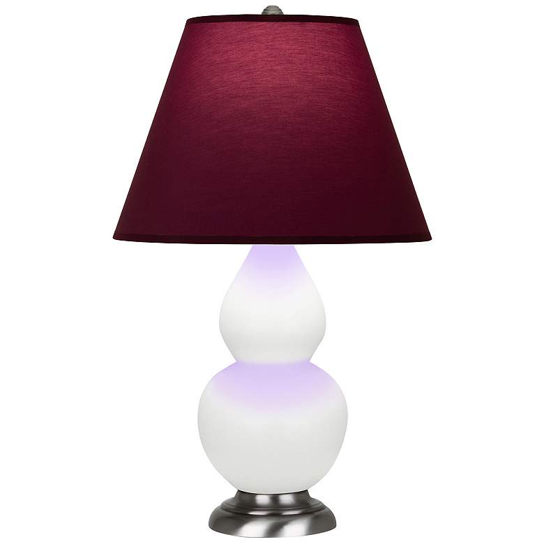 Image 1 Double Gourd 23"H Daisy And Silver Lamp w/ Plum And Lavender Shade