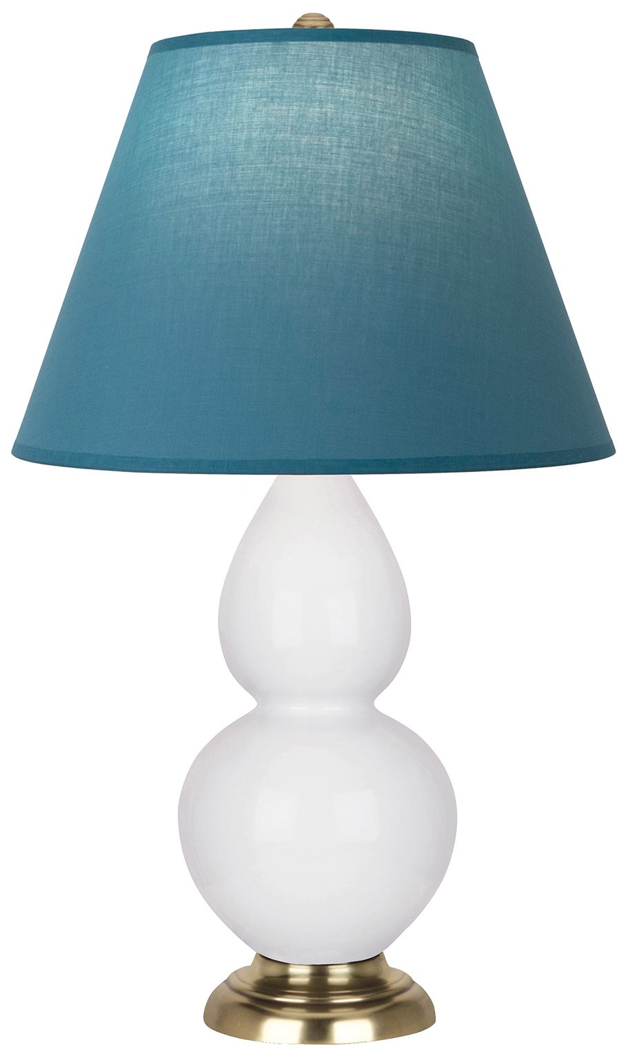 Double Gourd 23"H Daisy & Brass Lamp w/ Bright Blue & Gray Made to Order