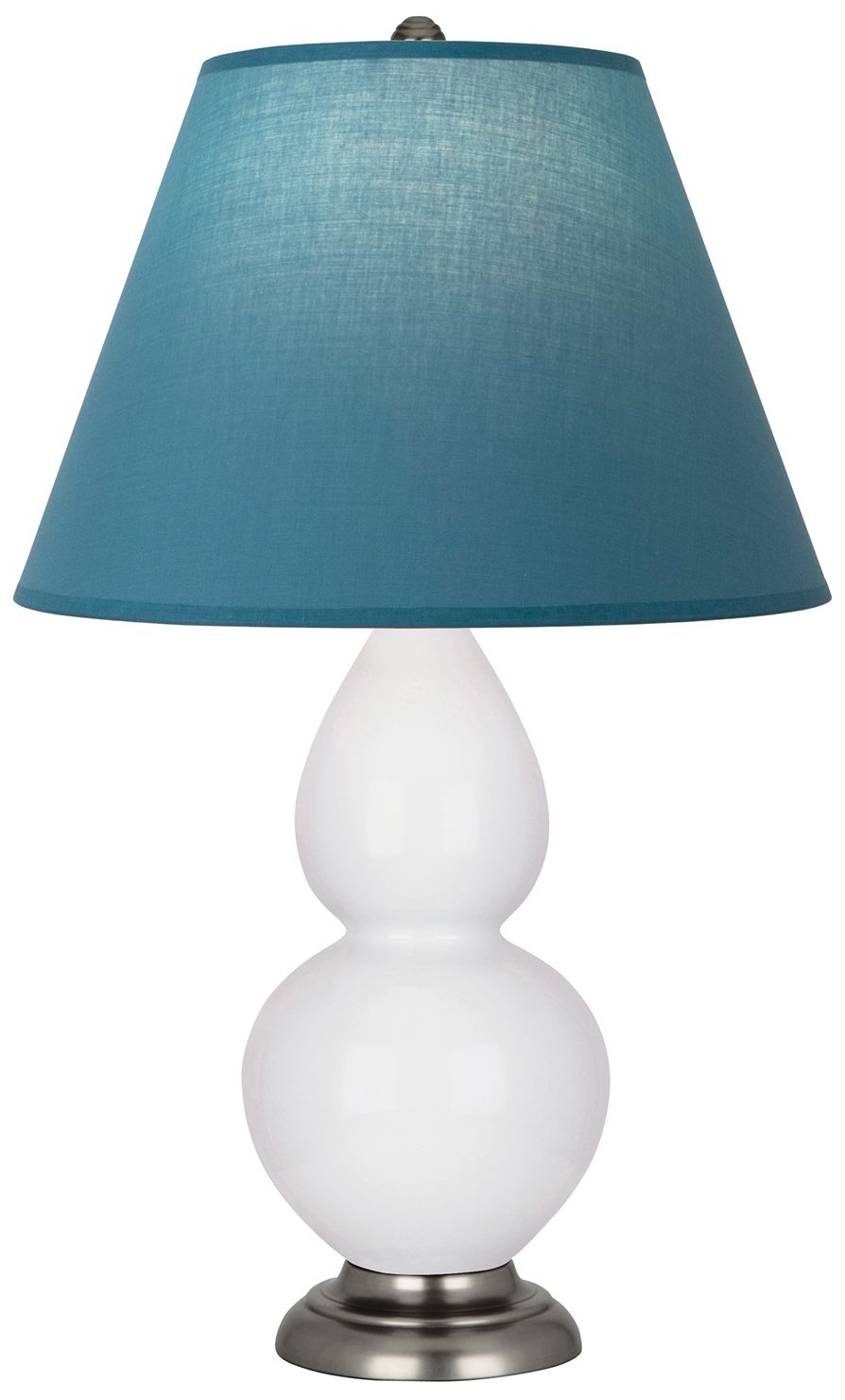 Double Gourd 23"H Daisy & Silver Lamp w/ Bright Blue & Gray Made to Order