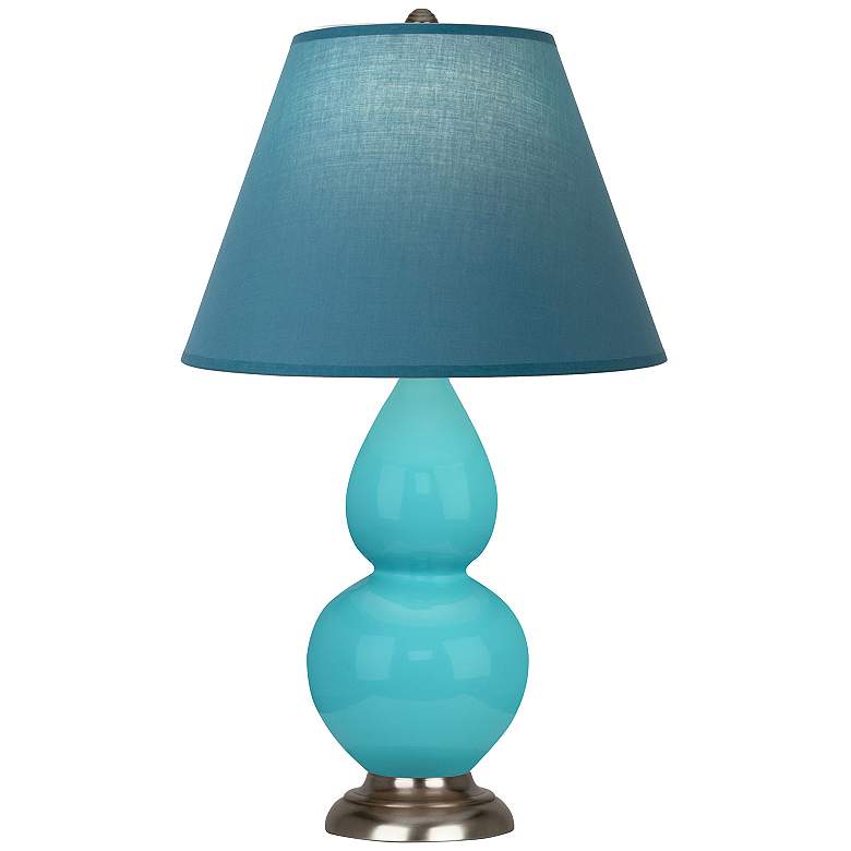 Image 1 Double Gourd 23"H Egg Blue And Silver Lamp w/ Bright Blue And Gray Shade