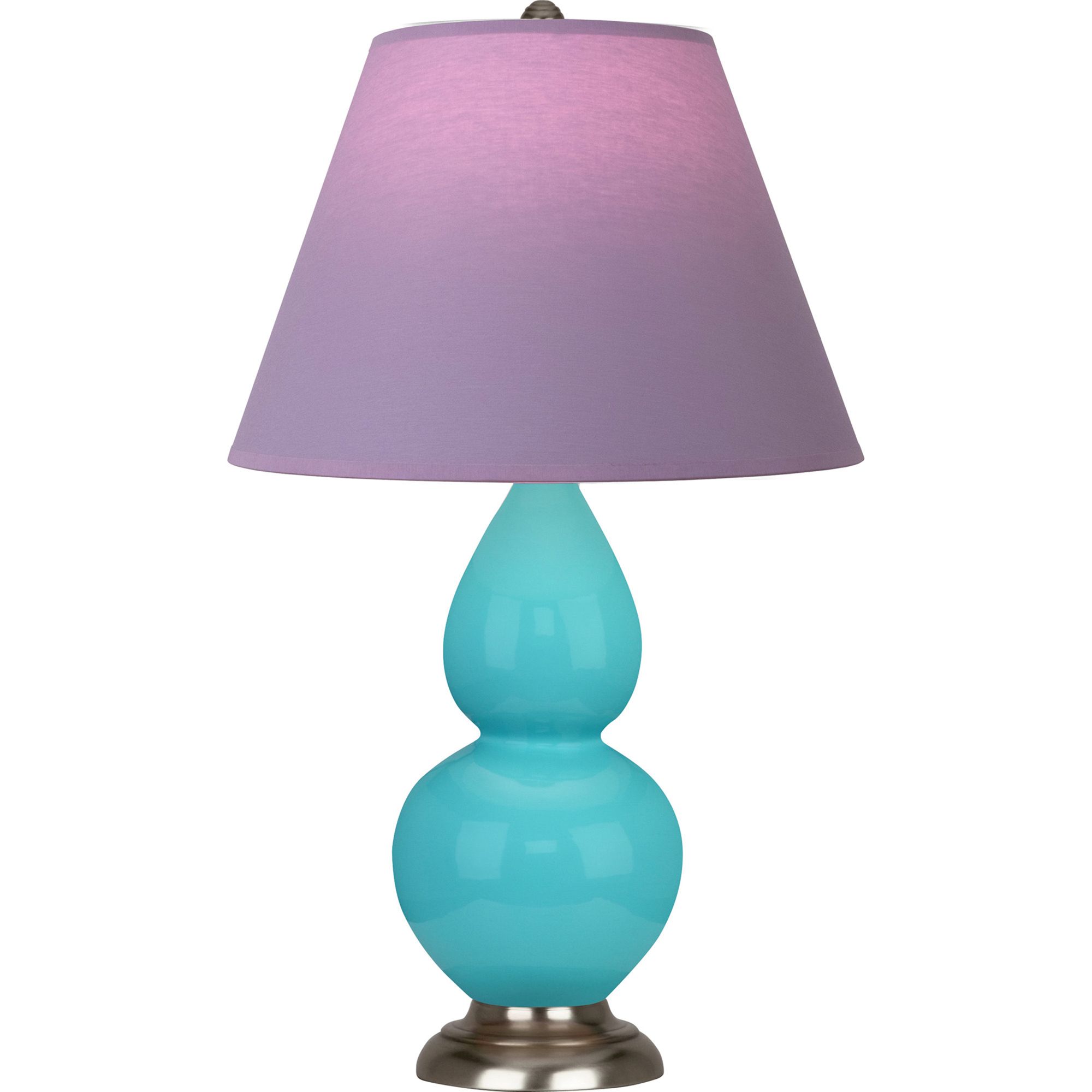 Image 2 Double Gourd 23"H Egg Blue And Silver Lamp w/ Lavender And Plum Shade more views