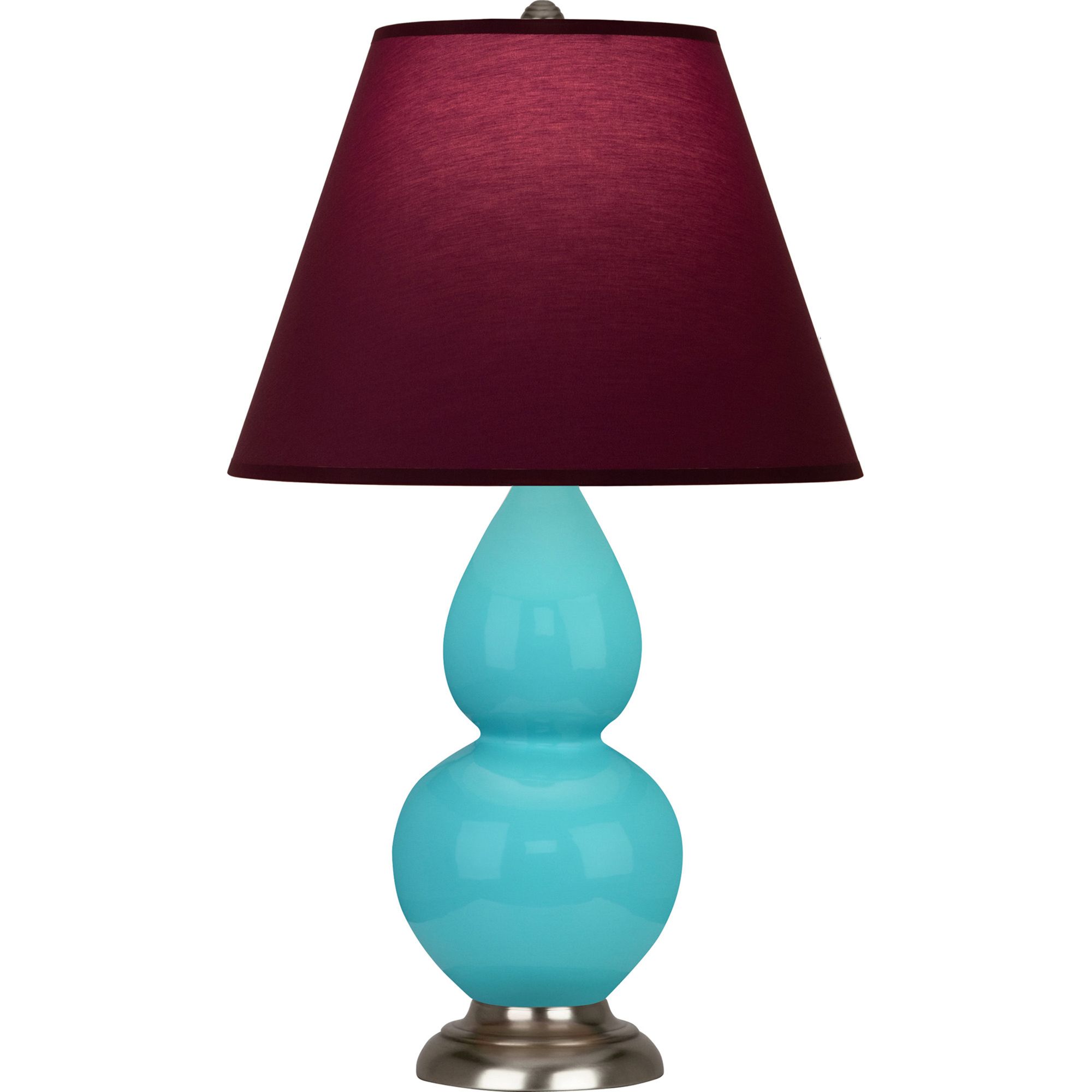 Image 2 Double Gourd 23"H Egg Blue And Silver Lamp w/ Plum And Lavender Shade more views