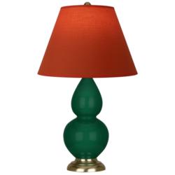 Double Gourd 23"H Jungle And Brass Lamp w/ Tangerine And Taupe Shade
