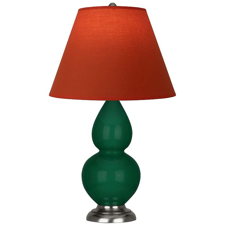 Image 1 Double Gourd 23"H Jungle And Silver Lamp w/ Tangerine And Taupe Shade