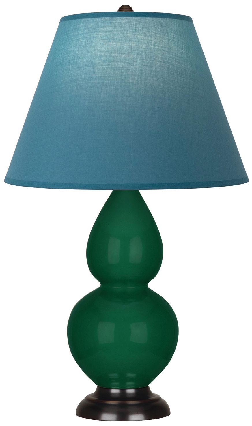 Double Gourd 23"H Jungle & Bronze Lamp w/ Bright Blue & Gray Made to Order