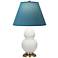 Double Gourd 23"H Lily And Brass Lamp w/ Bright Blue And Gray Shade