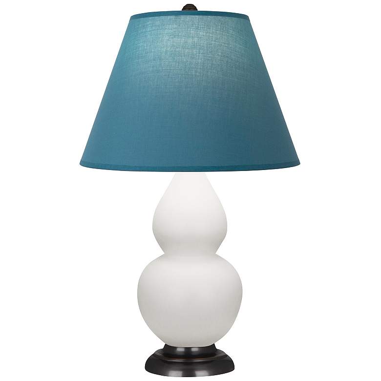 Image 1 Double Gourd 23"H Lily And Bronze Lamp w/ Bright Blue And Gray Shade