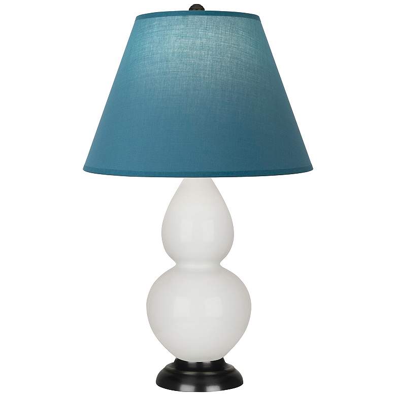 Image 1 Double Gourd 23"H Lily And Bronze Lamp w/ Bright Blue And Gray Shade