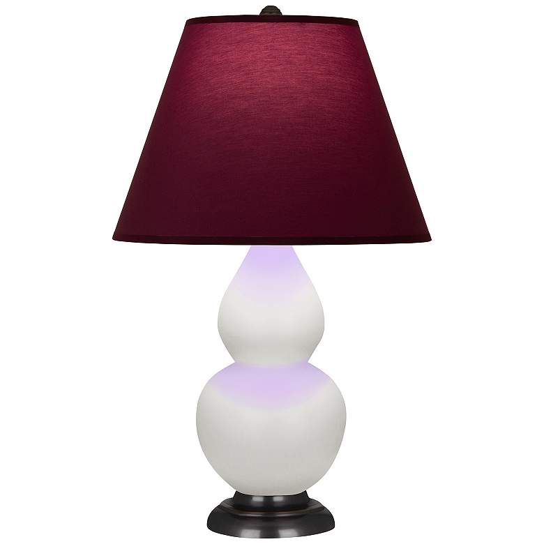 Image 1 Double Gourd 23"H Lily And Bronze Lamp w/ Plum And Lavender Shade