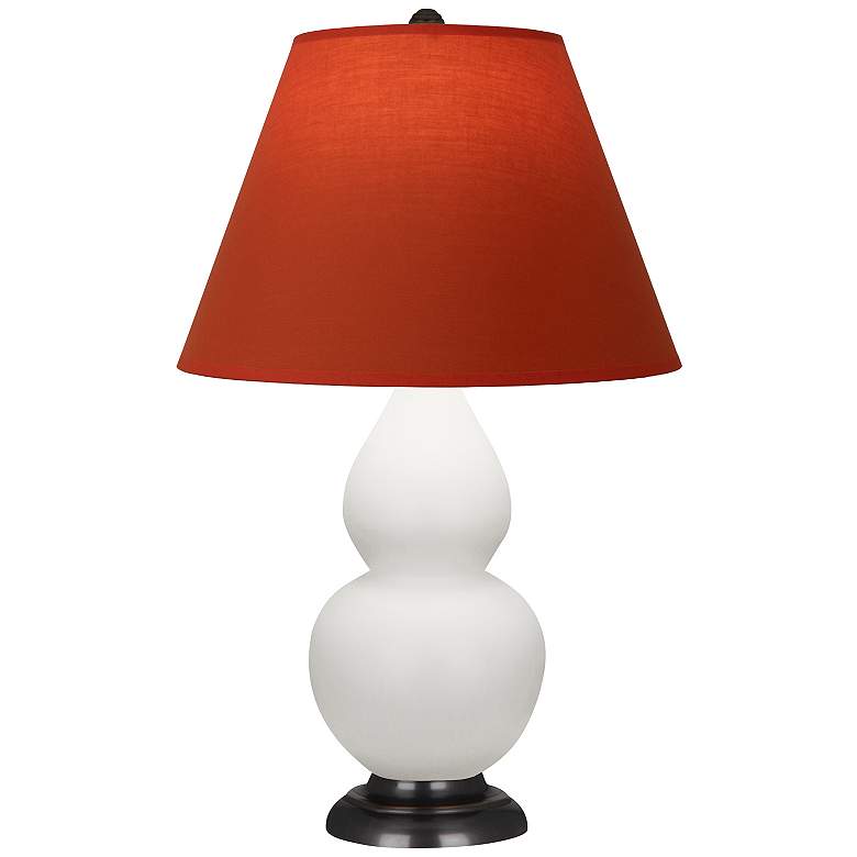 Image 1 Double Gourd 23"H Lily And Bronze Lamp w/ Tangerine And Taupe Shade