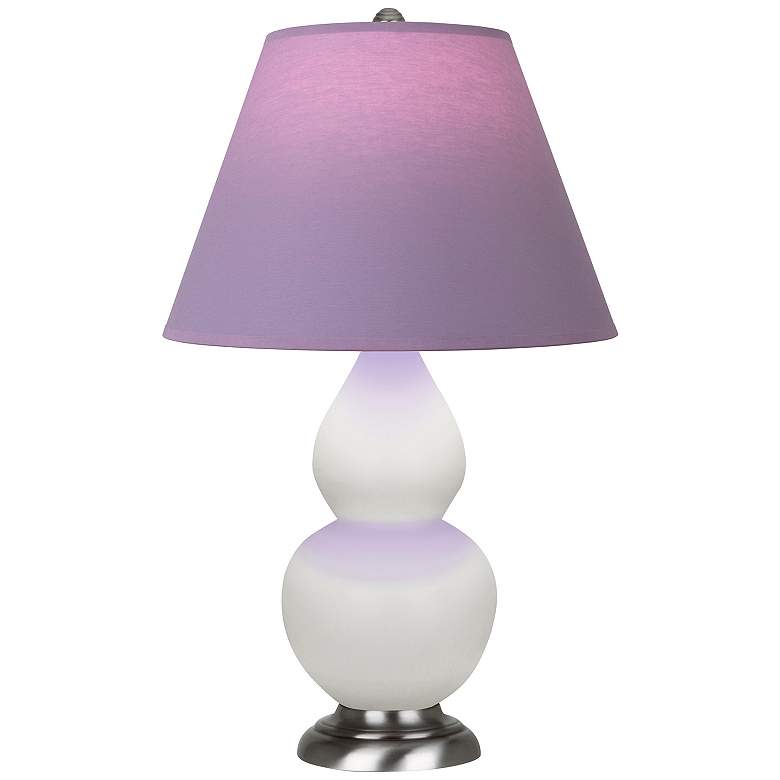 Image 1 Double Gourd 23"H Lily And Silver Lamp w/ Lavender And Plum Shade