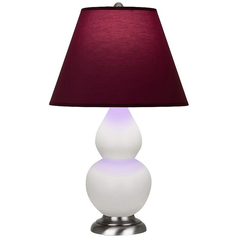 Image 1 Double Gourd 23"H Lily And Silver Lamp w/ Plum And Lavender Shade