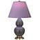 Double Gourd 23"H Matte Ash And Brass Lamp w/ Lavender And Plum Shade