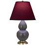 Double Gourd 23"H Matte Ash And Brass Lamp w/ Plum And Lavender Shade