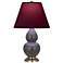 Double Gourd 23"H Matte Ash And Brass Lamp w/ Plum And Lavender Shade