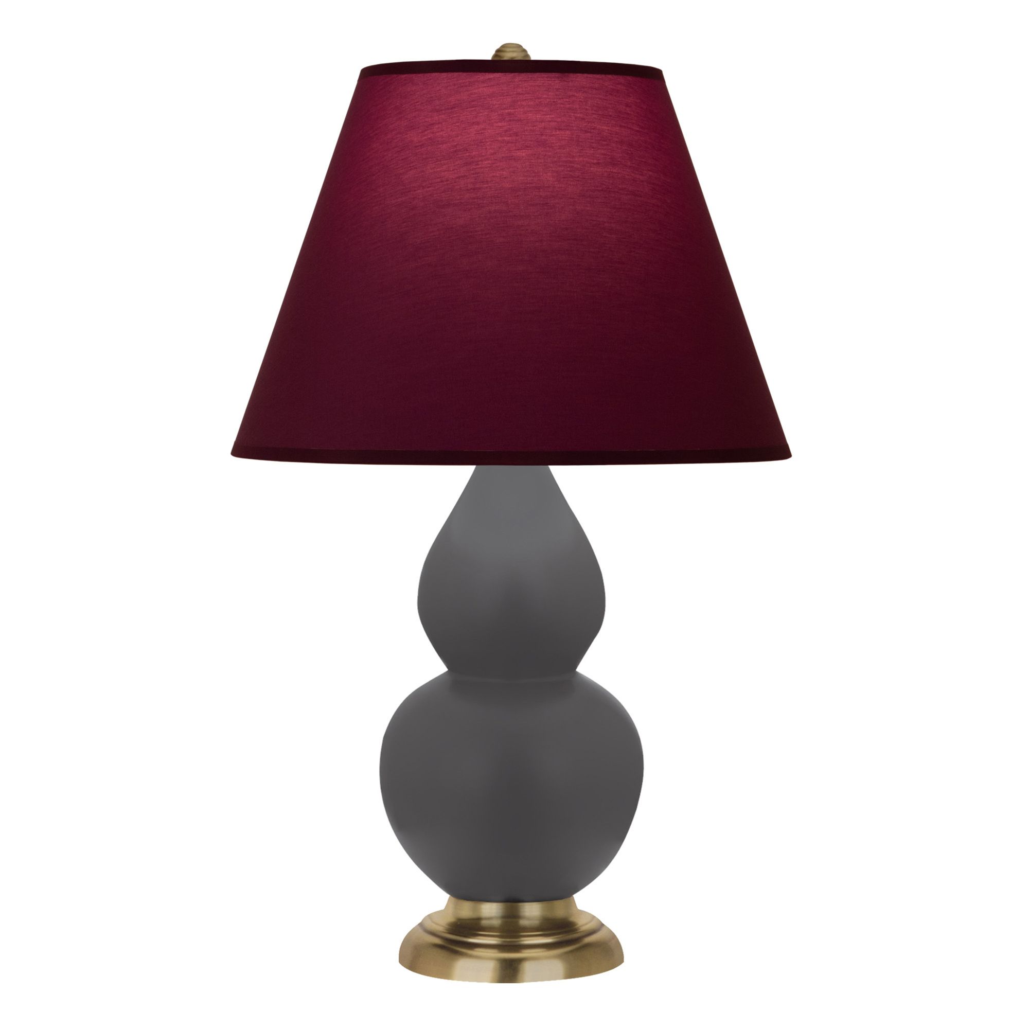 Image 2 Double Gourd 23"H Matte Ash And Brass Lamp w/ Plum And Lavender Shade more views