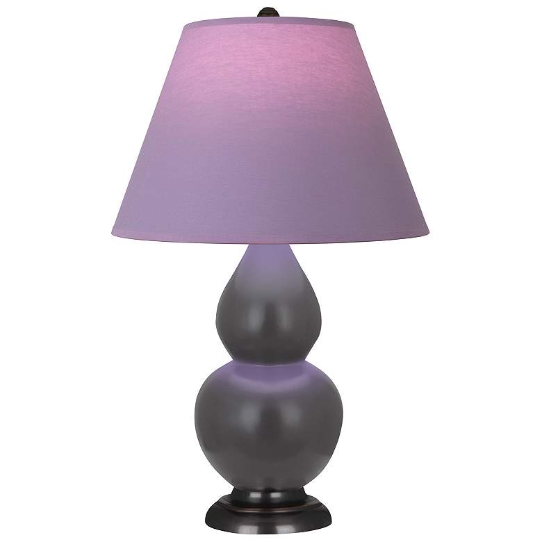 Image 1 Double Gourd 23"H Matte Ash And Bronze Lamp w/ Lavender And Plum Shade