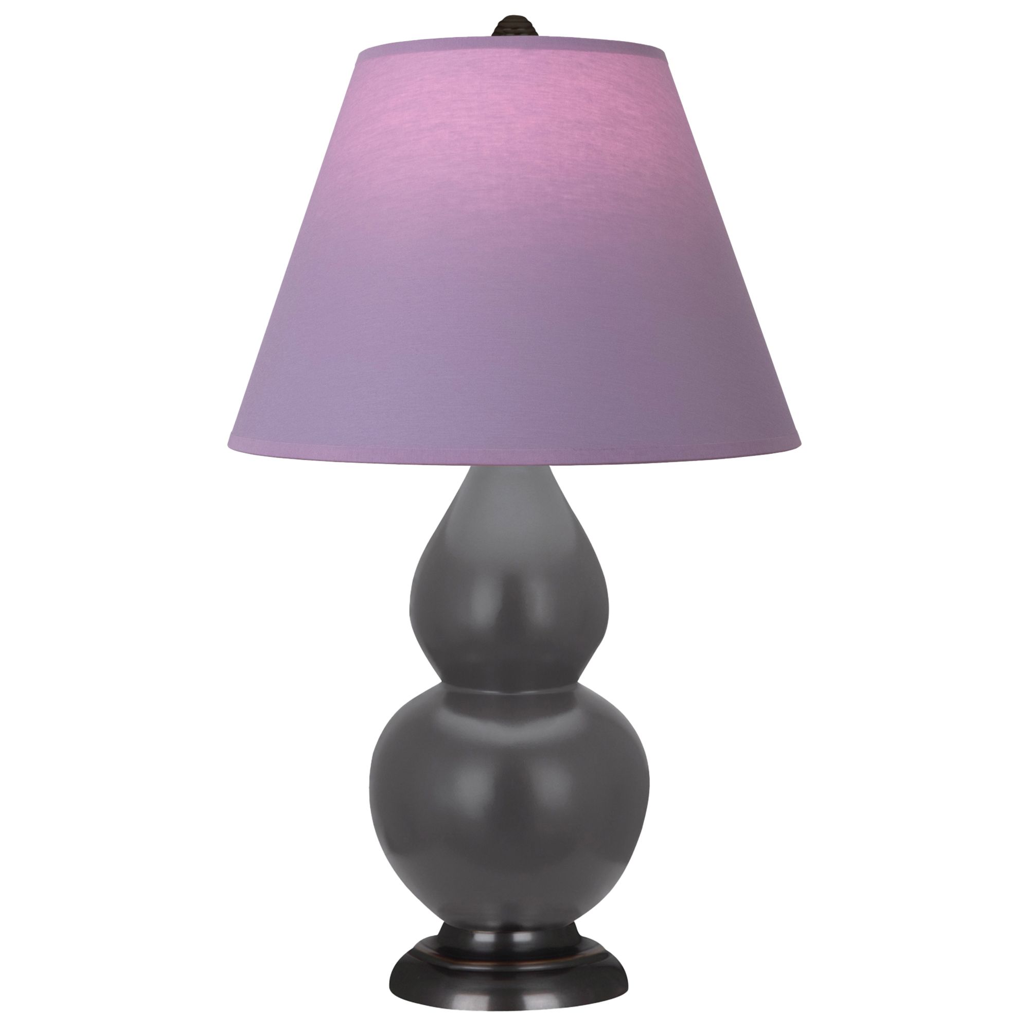 Image 2 Double Gourd 23"H Matte Ash And Bronze Lamp w/ Lavender And Plum Shade more views
