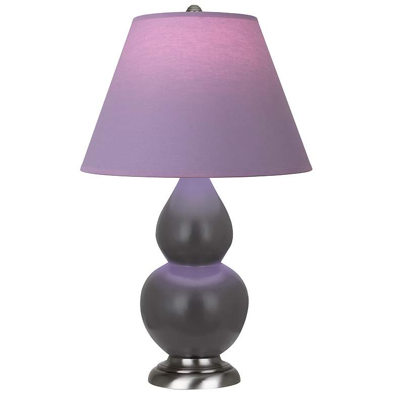 Image 1 Double Gourd 23"H Matte Ash And Silver Lamp w/ Lavender And Plum Shade