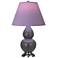 Double Gourd 23"H Matte Ash And Silver Lamp w/ Lavender And Plum Shade
