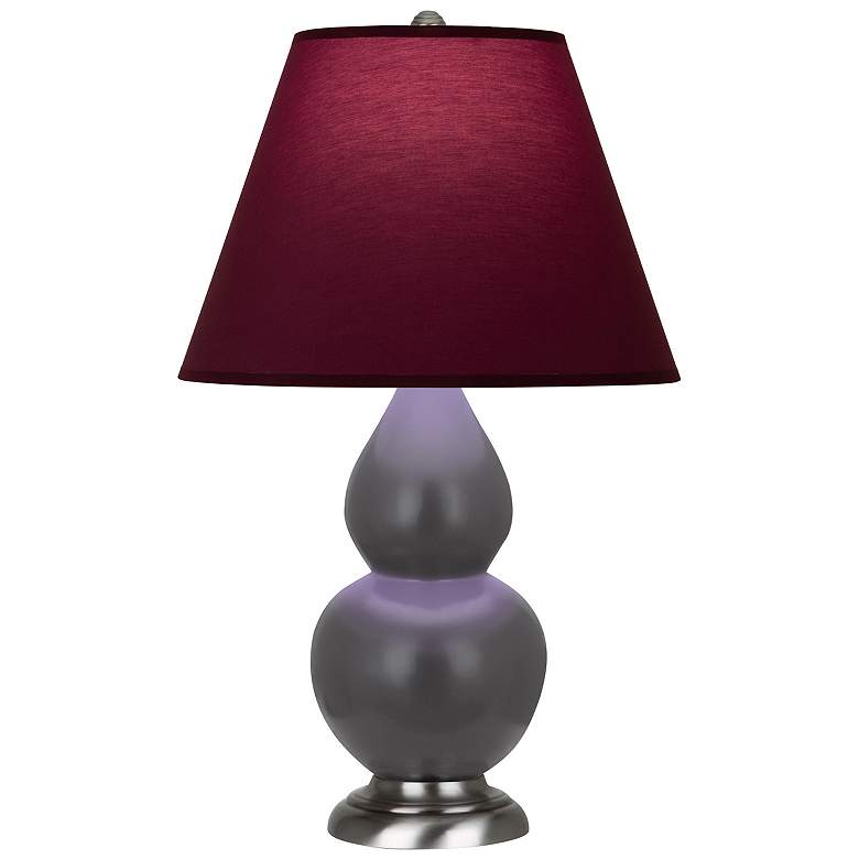 Image 1 Double Gourd 23"H Matte Ash And Silver Lamp w/ Plum And Lavender Shade