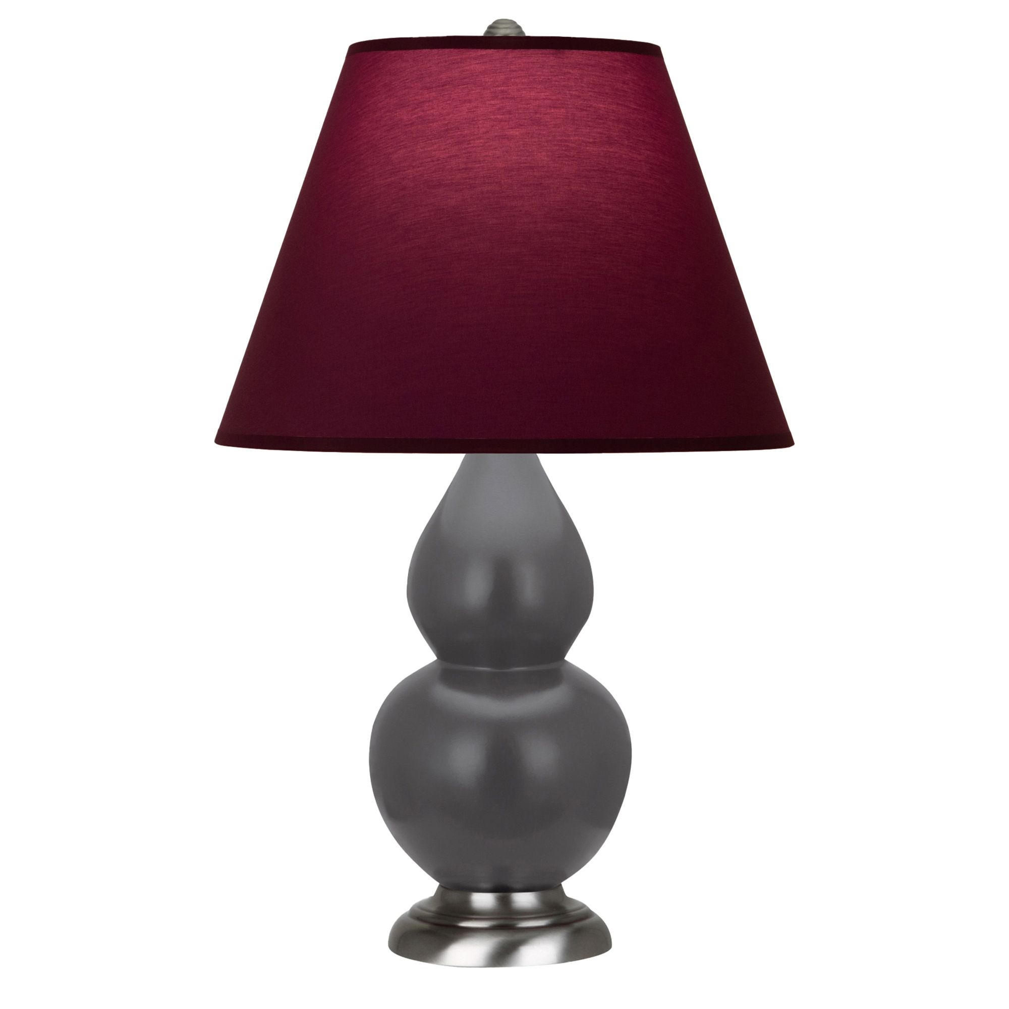 Image 2 Double Gourd 23"H Matte Ash And Silver Lamp w/ Plum And Lavender Shade more views