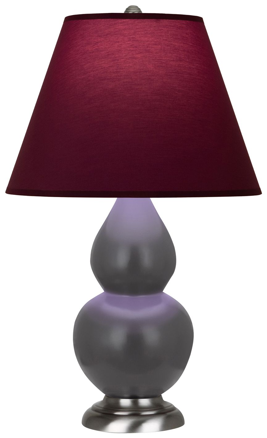Double Gourd 23"H Matte Ash & Silver Lamp w/ Plum & Lavender Made to Order