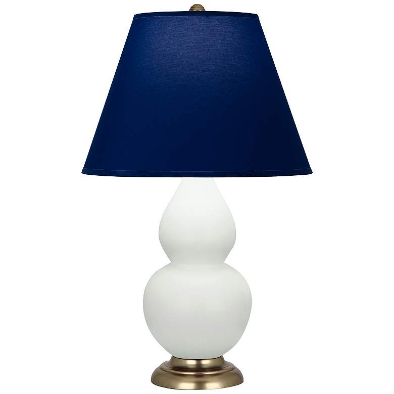 Image 1 Double Gourd 23"H Matte Celadon And Brass Lamp w/ Navy And Gray Shade
