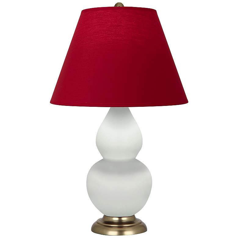 Image 1 Double Gourd 23"H Matte Celadon And Brass Lamp w/ Rose And Ink Shade
