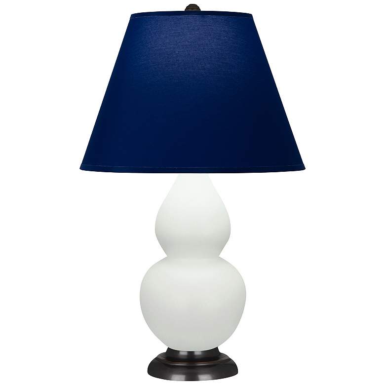 Image 1 Double Gourd 23"H Matte Celadon And Bronze Lamp w/ Navy And Gray Shade