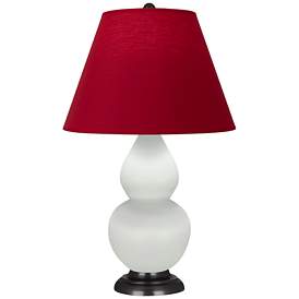 Image1 of Double Gourd 23"H Matte Celadon And Bronze Lamp w/ Rose And Ink Shade
