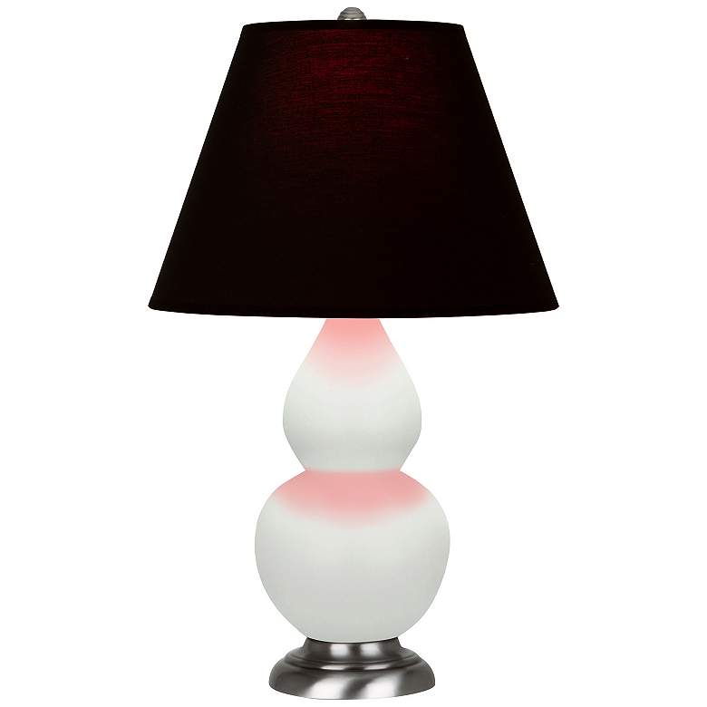 Image 1 Double Gourd 23"H Matte Celadon And Silver Lamp w/ Ink And Rose Shade