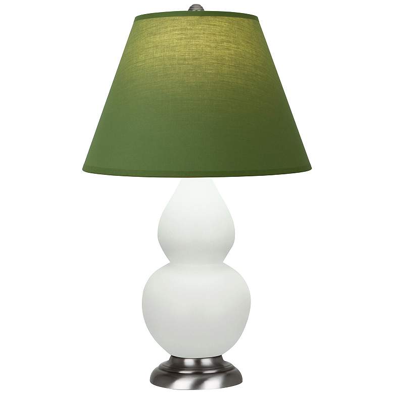 Image 1 Double Gourd 23"H Matte Celadon And Silver Lamp w/ Tea And Taupe Shade