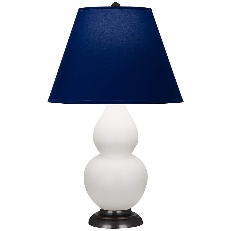Image 1 Double Gourd 23"H Matte Daisy And Bronze Lamp w/ Navy And Gray Shade