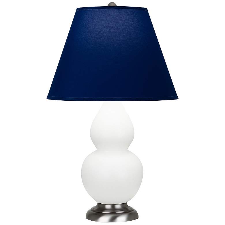 Image 1 Double Gourd 23"H Matte Daisy And Silver Lamp w/ Navy And Gray Shade