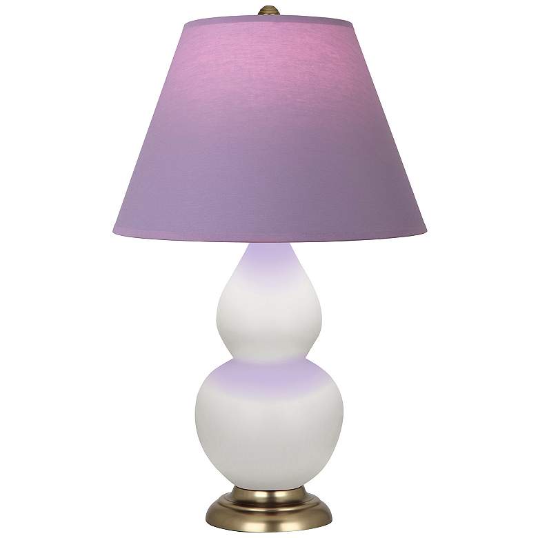 Image 1 Double Gourd 23"H Matte Lily And Brass Lamp w/ Lavender And Plum Shade