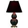 Double Gourd 23"H Matte Obsidian And Brass Lamp w/ Ink And Rose Shade
