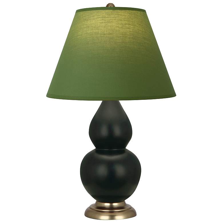 Image 1 Double Gourd 23"H Matte Obsidian And Brass Lamp w/ Tea And Taupe Shade