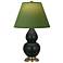 Double Gourd 23"H Matte Obsidian And Brass Lamp w/ Tea And Taupe Shade