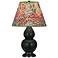 Double Gourd 23"H Matte Obsidian And Bronze Lamp w/ Fall Floral Shade