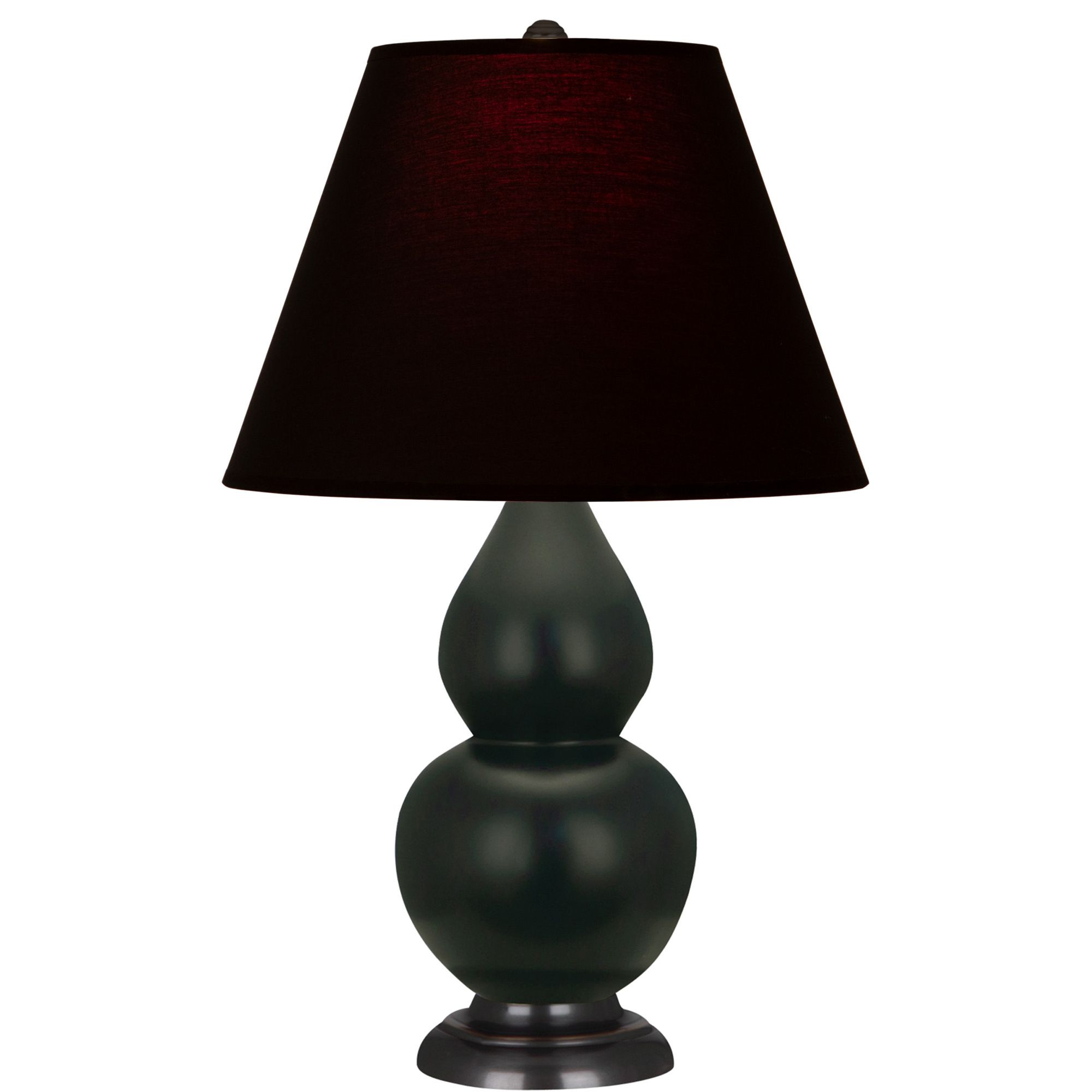 Image 2 Double Gourd 23"H Matte Obsidian And Bronze Lamp w/ Ink And Rose Shade more views